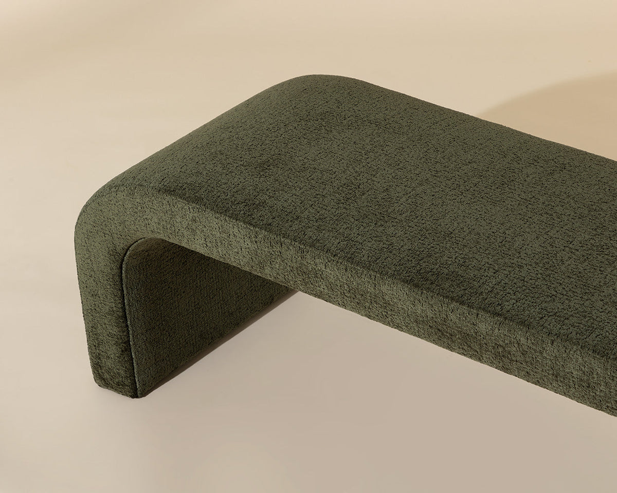 Nahara Rich Olive Plush Upholstered Arch Bench