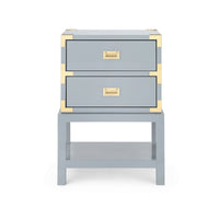 Tanier Gloss Grey & Polished Brass 2 Drawer End Table/Nightstand