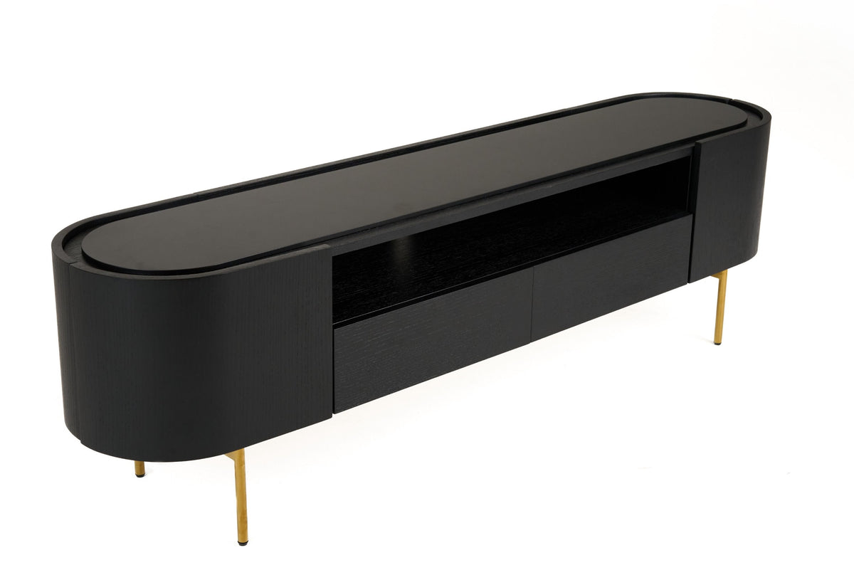 Anita Modern Black Oak & Gold TV Stand