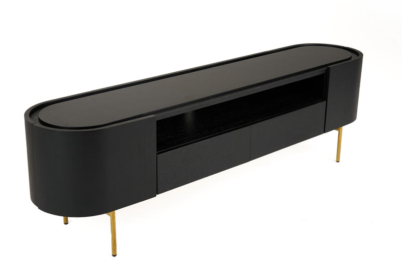 Anita Modern Black Oak & Gold TV Stand