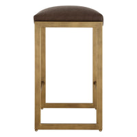 Lilla Brown Faux Leather & Brass Counter Stool