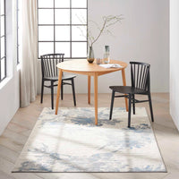 Eloise Abstract Floral Ivory, Grey & Blue Area Rug