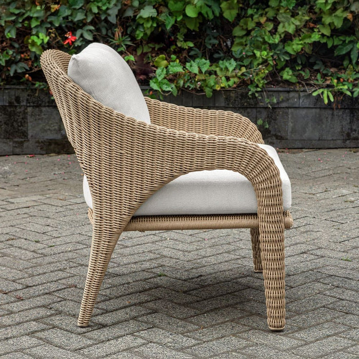 Avenue White & Wicker All Weather Outdoor Lounge Chair
