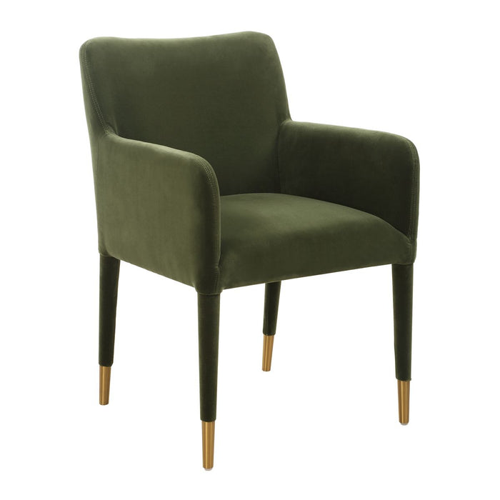 Diara Green Velvet & Gold Dining Arm Chair