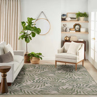 Annaleisa Indoor/Outdoor Ivory & Green Leaves Area Rug - Elegance Collection