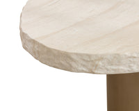 Idris 85.5" Faux Travertine Concrete & Brass Indoor/Outdoor Dining Table