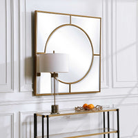 Pres 48" Brushed Gold Square Beveled Mirror