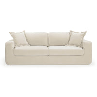 Aliana 90.5" Cream Upcycled Washed Velvet Sofa