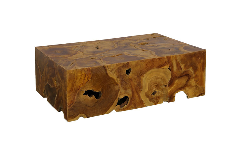 Boma Warm Red Finish Teak Wood Rectangular Coffee Table