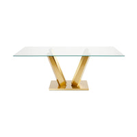 Zola Glass & Gold Rectangular Dining Table