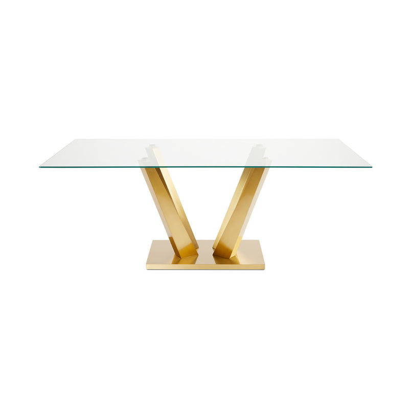 Zola Glass & Gold Rectangular Dining Table