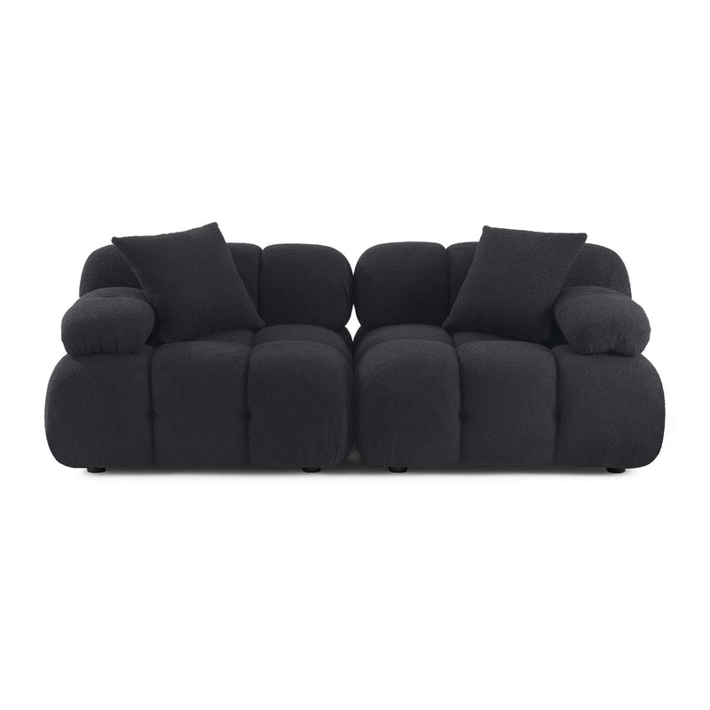 Vogue Black Vegan Shearling Modular Loveseat