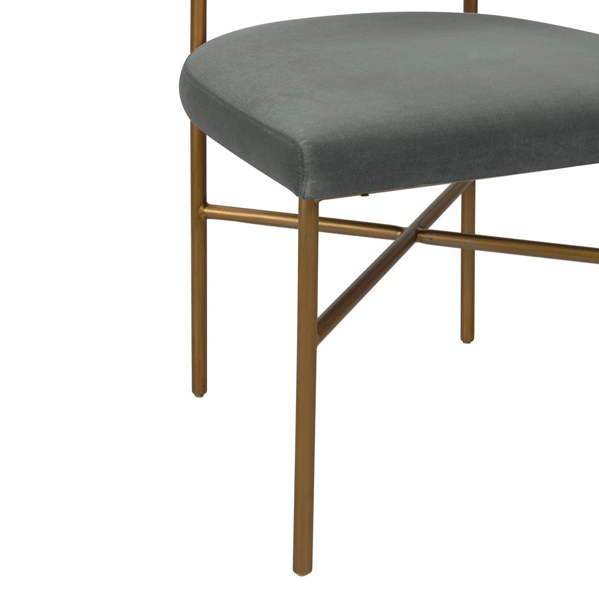 Stella Performance Grey Velvet With Gold Frame Chair - Luxury Living Collection