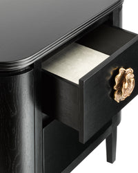 Fleur 28" Black & Gold 2 Drawer Nightstand