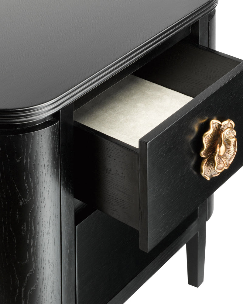Fleur 28" Black & Gold 2 Drawer Nightstand