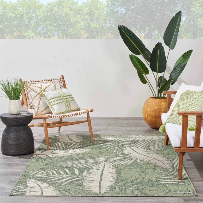 Annaleisa Indoor/Outdoor Green & Ivory Fern Area Rug - Elegance Collection