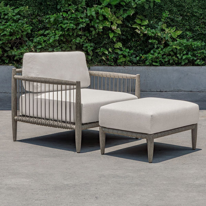 Clara White & Grey Outdoor Ottoman