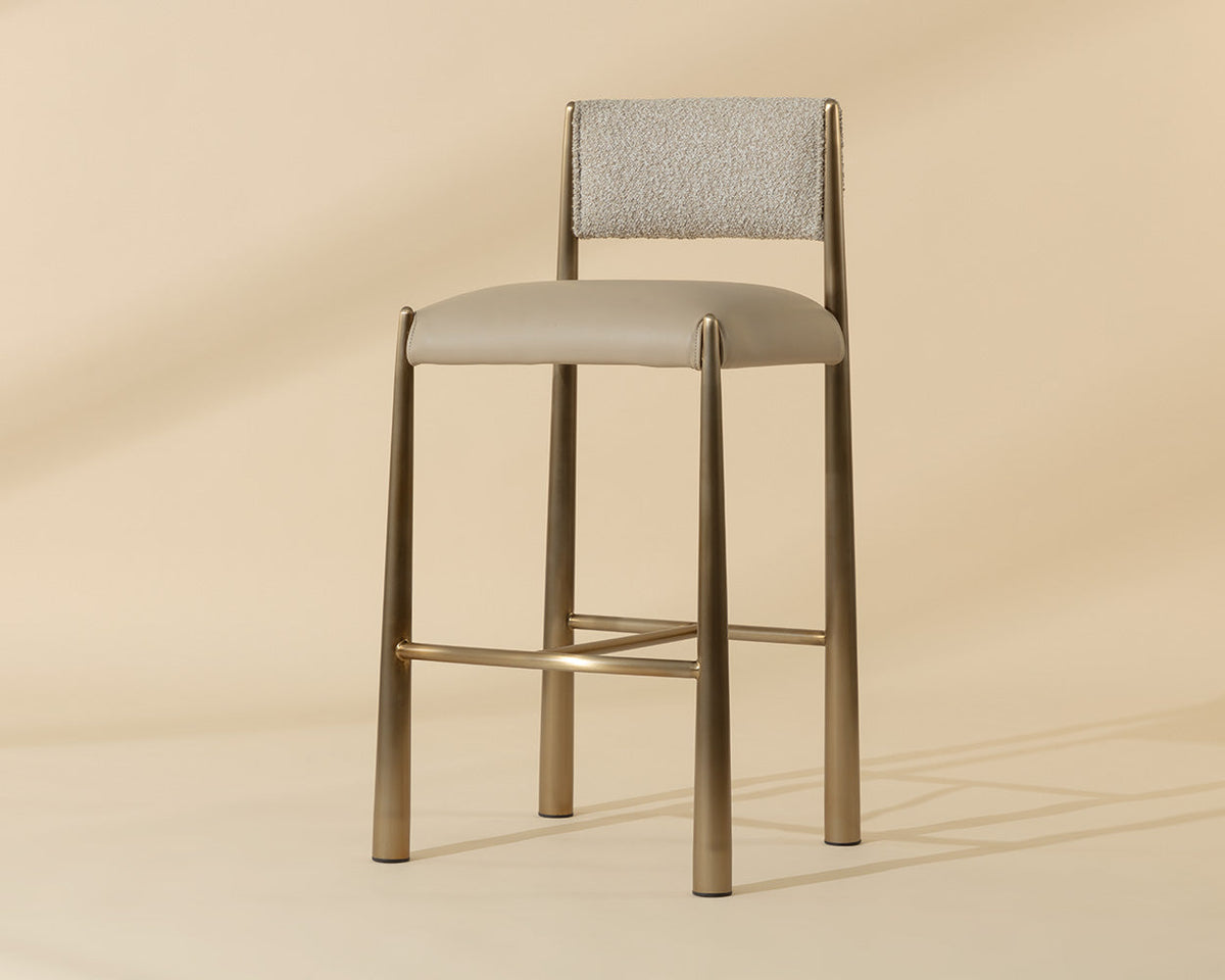 Bayard Oatmeal & Antique Brass Bar Stool