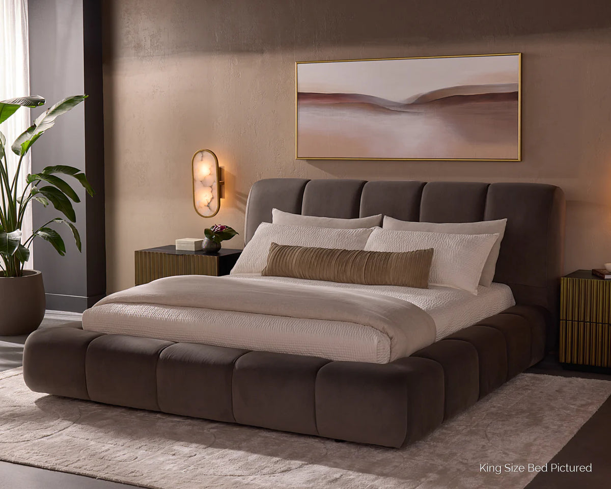 Olena Ash Upholstered Channel Bed (2 Sizes Available)