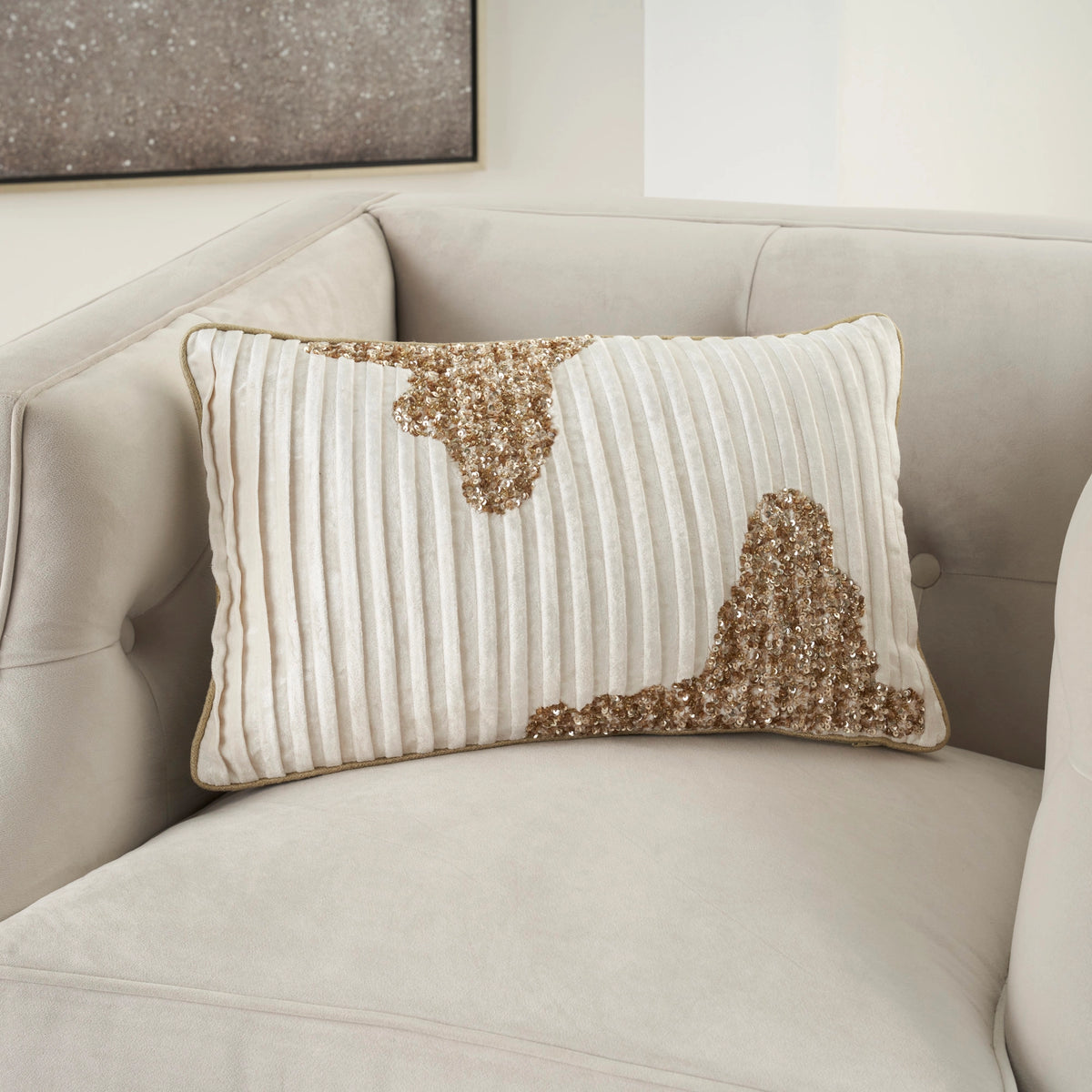 Juni Ivory & Gold Throw Pillow (2 Sizes Available)