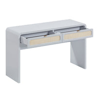 Ameline Pastel Blue Rattan Console/Desk