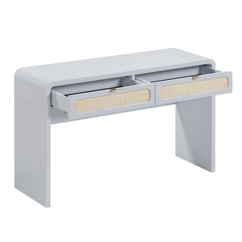 Ameline Pastel Blue Rattan Console/Desk