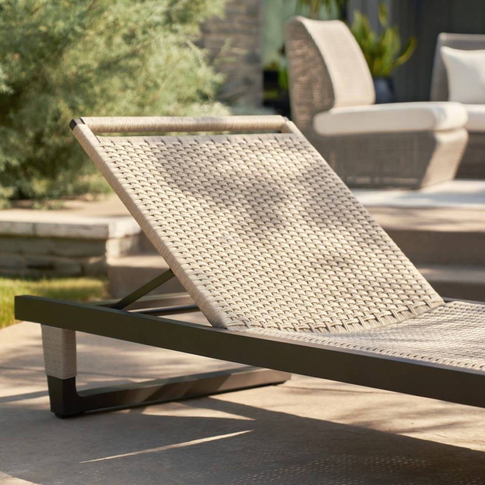 Daytona Outdoor Buff Dutch Weave Armless Lounge Chair