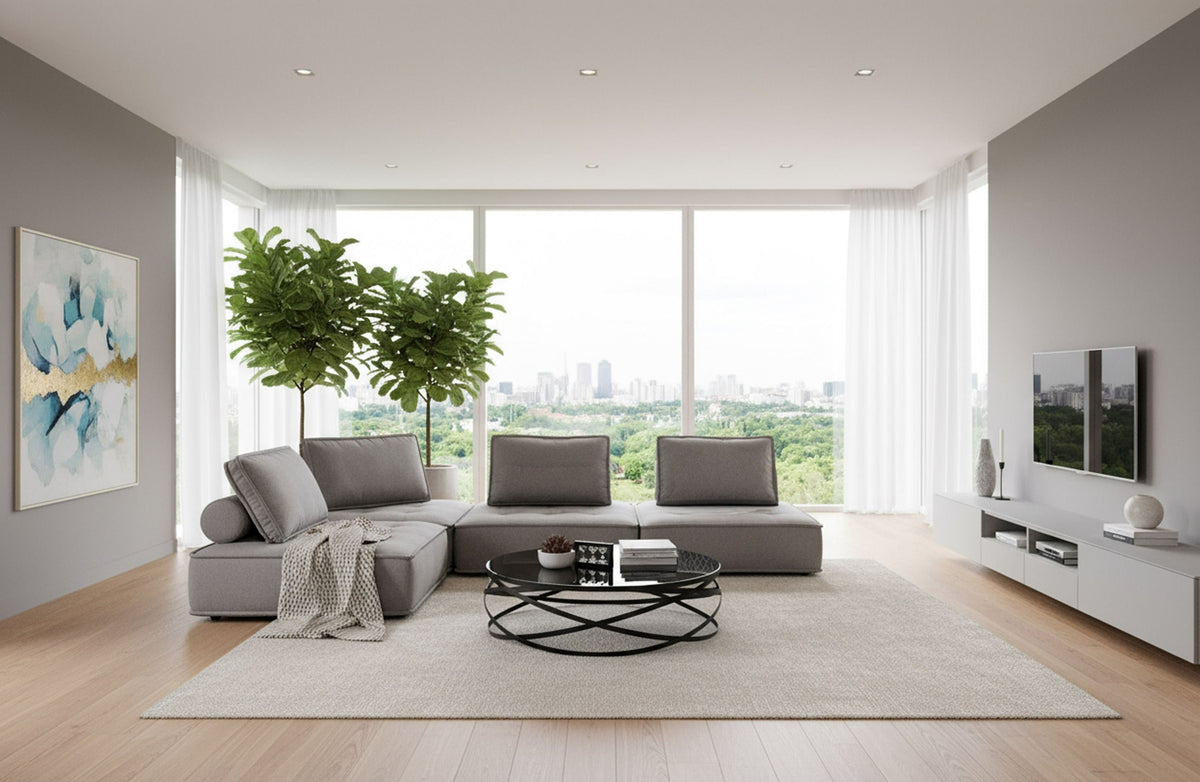 Odile Modern Grey Modular 4-Piece Sectional Sofa