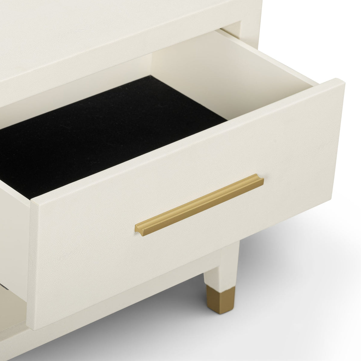 Dorite 25" Cream Faux Shagreen Nightstand with Drawer