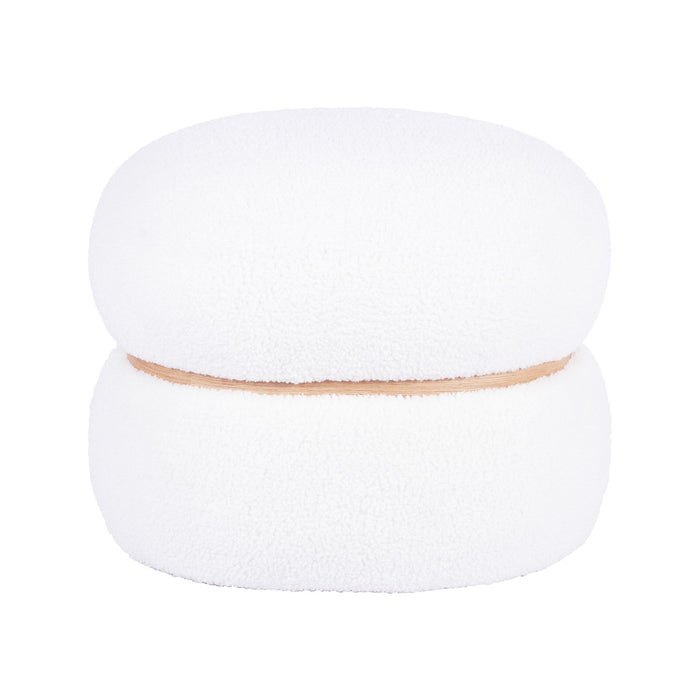 Palmer White Vegan Shearling Oval Ottoman - Luxury Living Collection