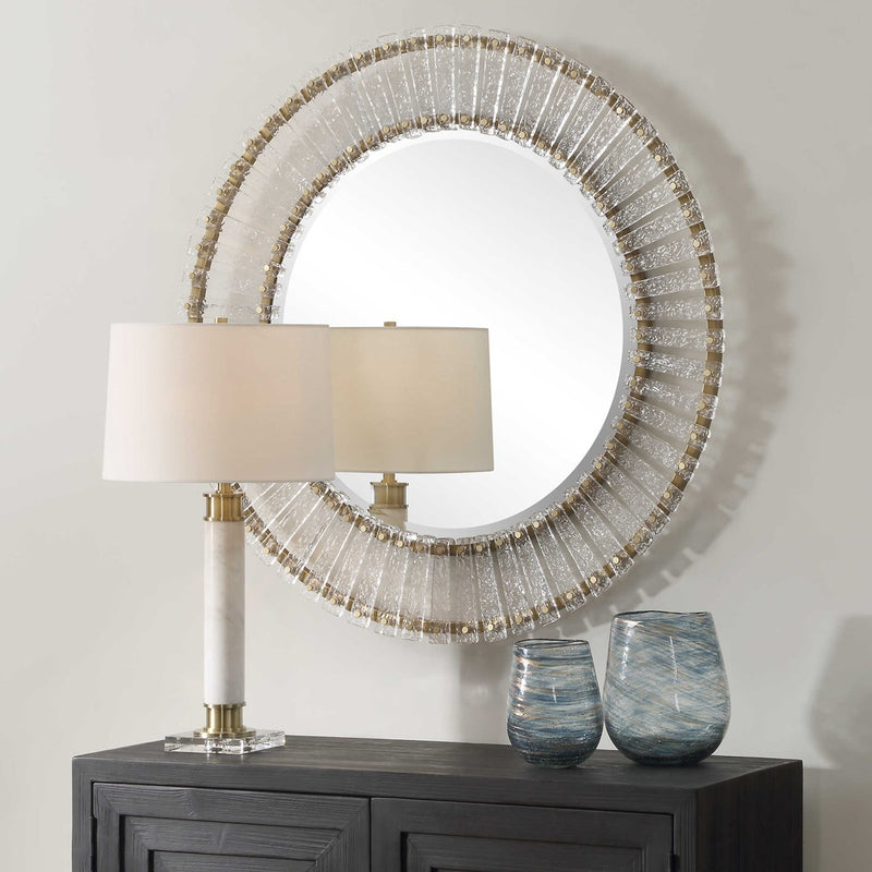 Denali 41" Glass & Gold Round Mirror