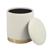 Karina Cream Chenille Storage Ottman