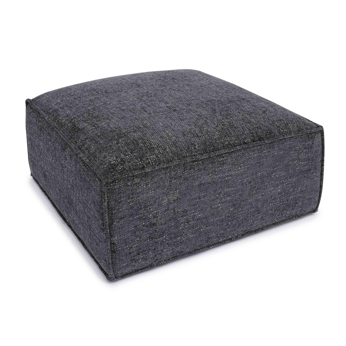 Mindy Charcoal Performance Chenille Basketweave Ottoman