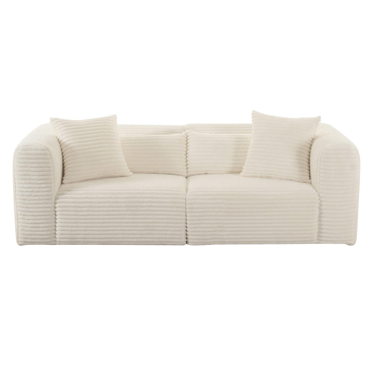 Telav 86” Fluffy Oversized Cream Performance Corduroy Modular Loveseat