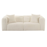 Telav 86” Fluffy Oversized Cream Performance Corduroy Modular Loveseat