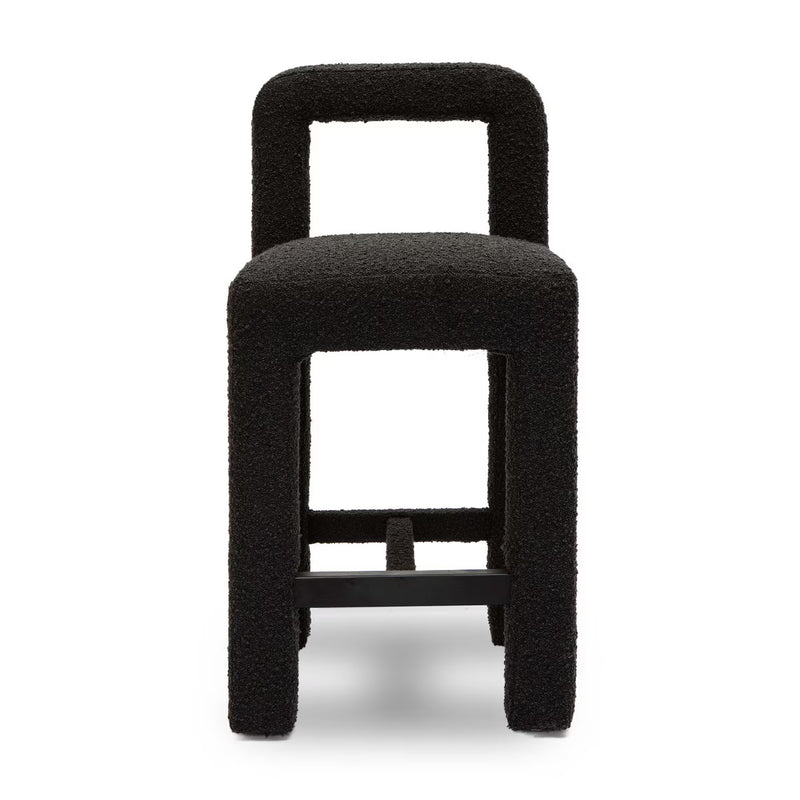 Hazel Black Boucle Counter Stool