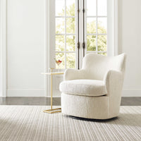 Geovanna Cream Chenille Swivel Chair