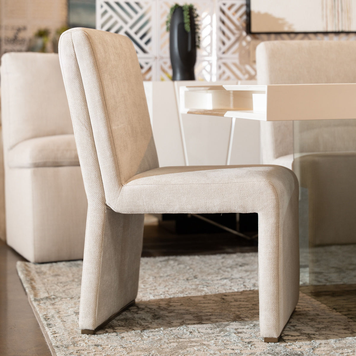 Alodia Modern Beige & Gold Dining Chair (Set of 2)