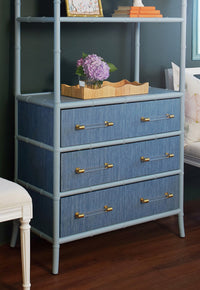 Fiona Light Blue Grasscloth & Gold Etagere