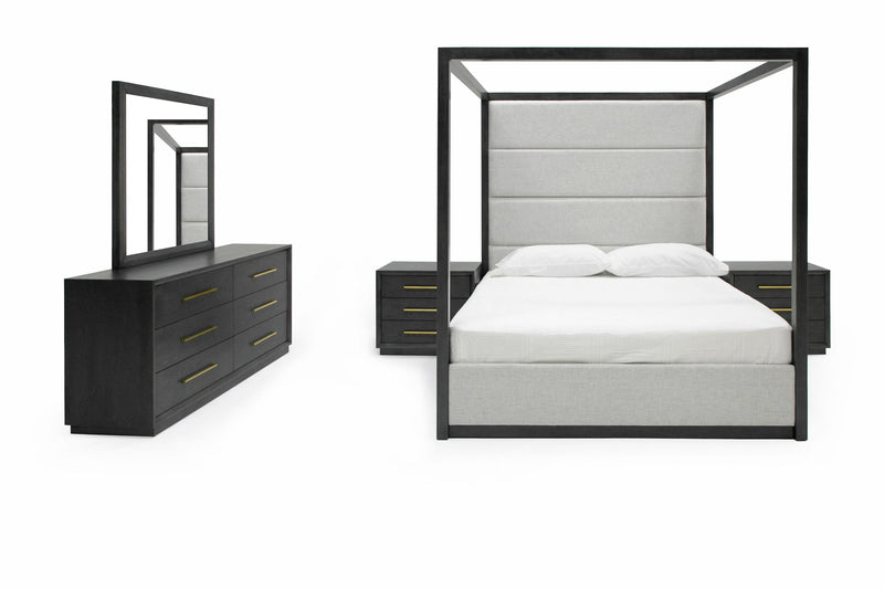 Pentra Contemporary Canopy Grey Bedroom Set