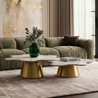 Reign White Marble & Gold Nesting Coffee Table Set
