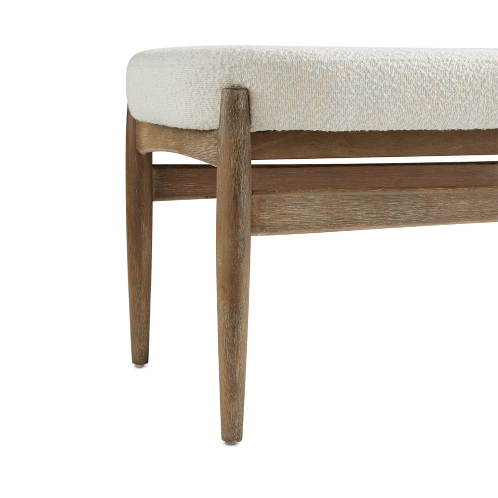 Winslow White Boucle & Wood Bench