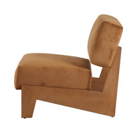 Kenna Mid-Century Modern Camel Velvet + Chestnut Accent Chair