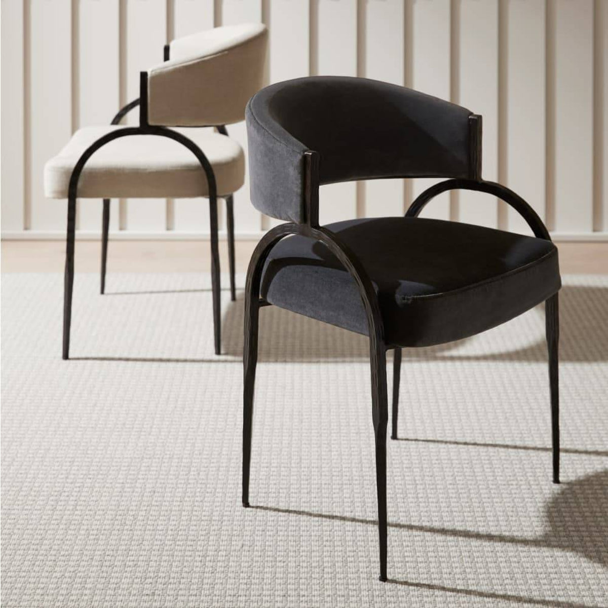 Zelise Natural Linen & Iron Frame Dining Chair (Set of 2)
