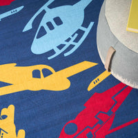 Helicopters & Planes Navy Multicolour Area Rug