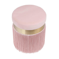Lareen Blush Velvet Tasseled Ottoman