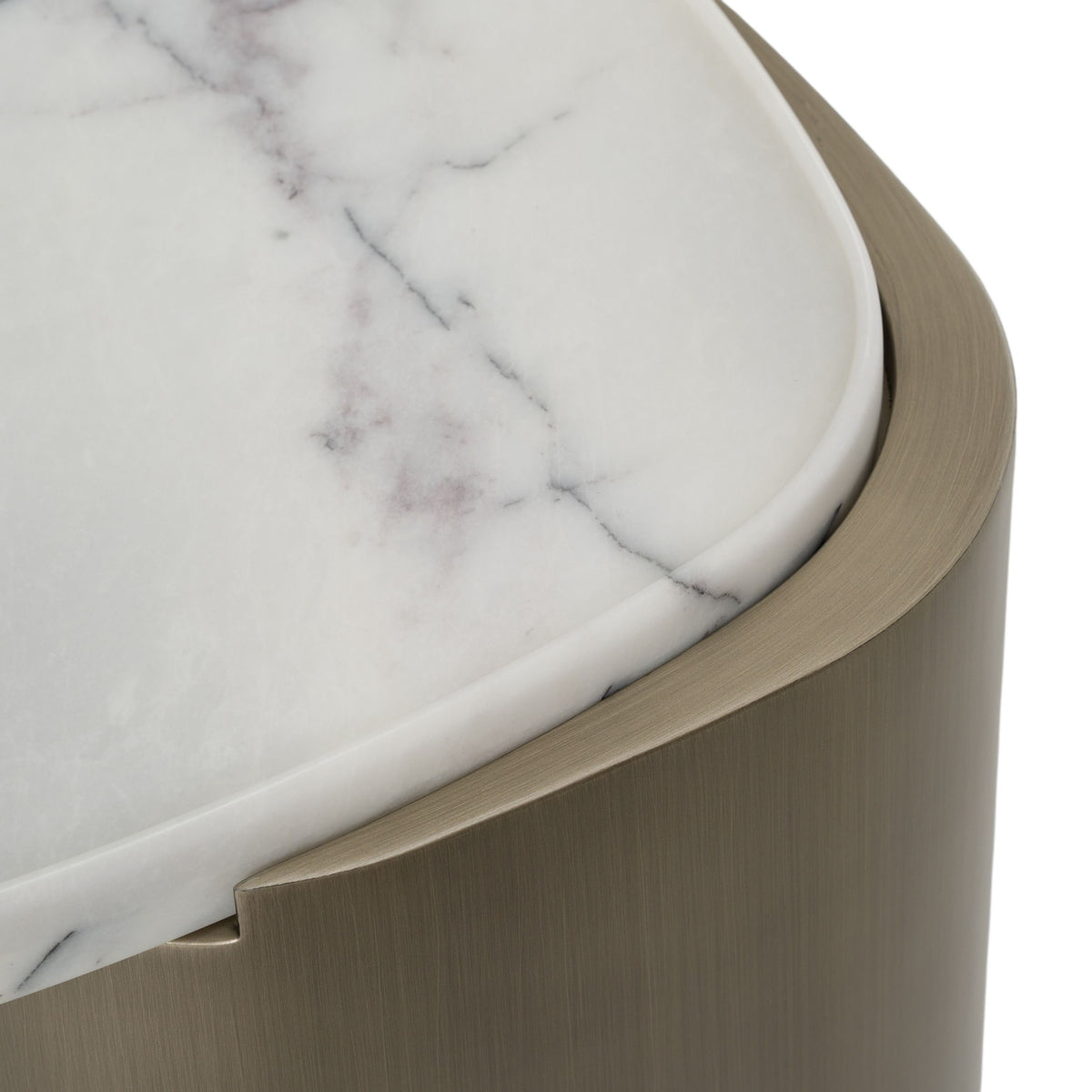 Magnolia 16.9" Modern White Marble & Antique Brass Accent Table