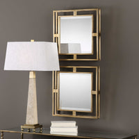 Lani Antiqued Gold Leaf Square Mirrors (Set of 2)