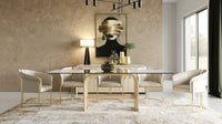 Violette Modern Glass/Natural Oak & Gold Dining Table