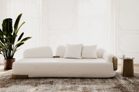 Grace 107" Modern Off-White & Antique Brass Sofa